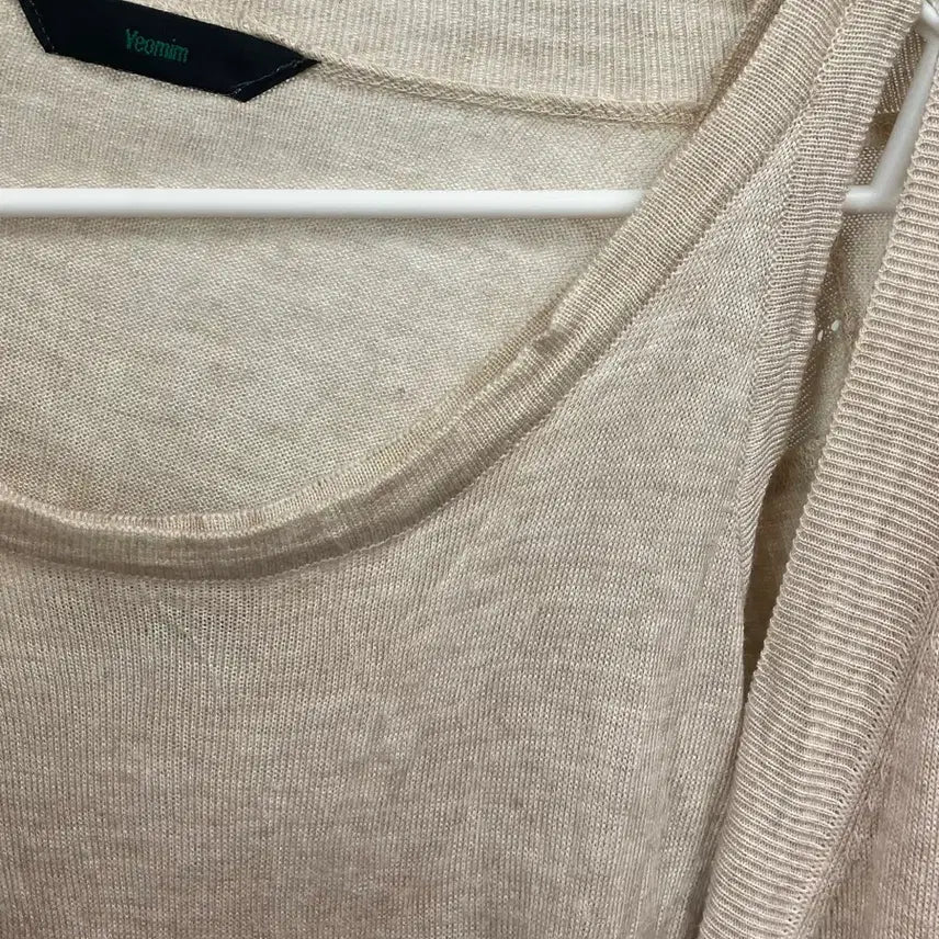 [BUNJANG] Beige Sleeveless and Long-Sleeve Cardigan Set / 베이지나시 긴팔가디건 세트