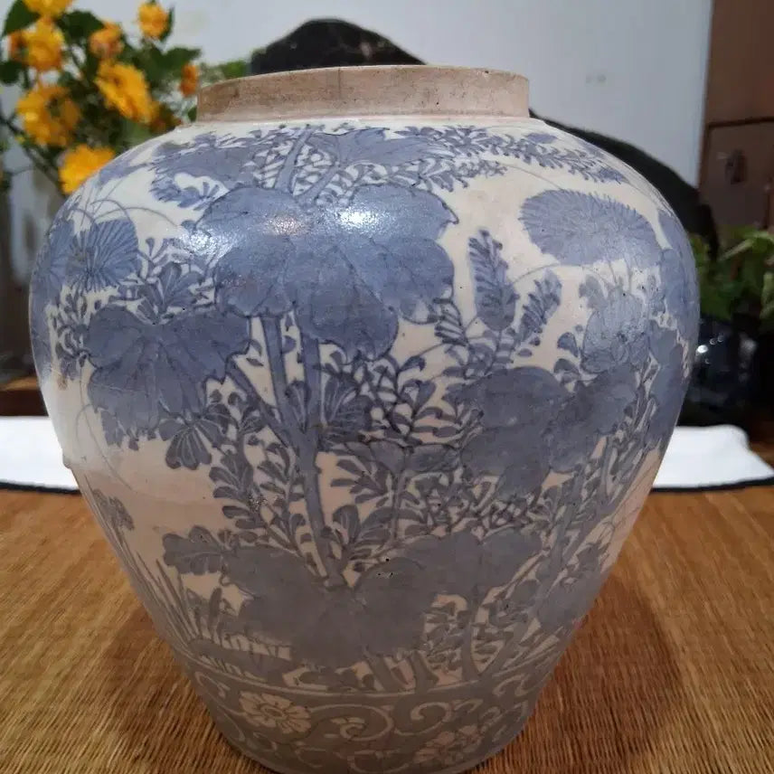 [BUNJANG] Antique Blue and White Porcelain Jar Vase / 오랜골동의 청화백자 항아리(차호 화병)