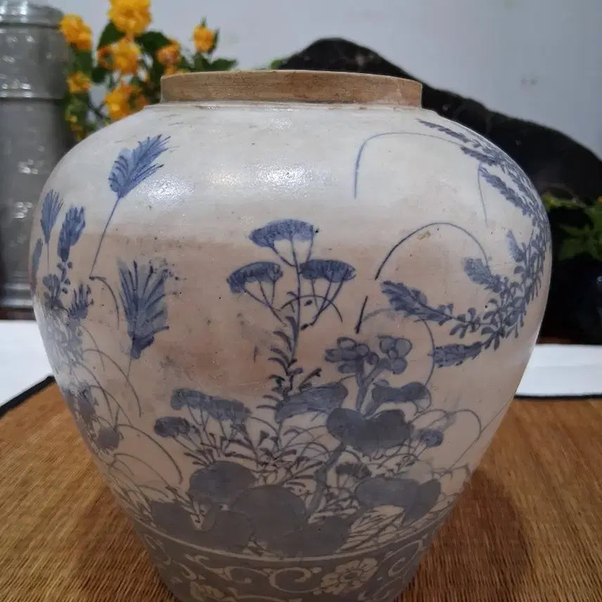 [BUNJANG] Antique Blue and White Porcelain Jar Vase / 오랜골동의 청화백자 항아리(차호 화병)