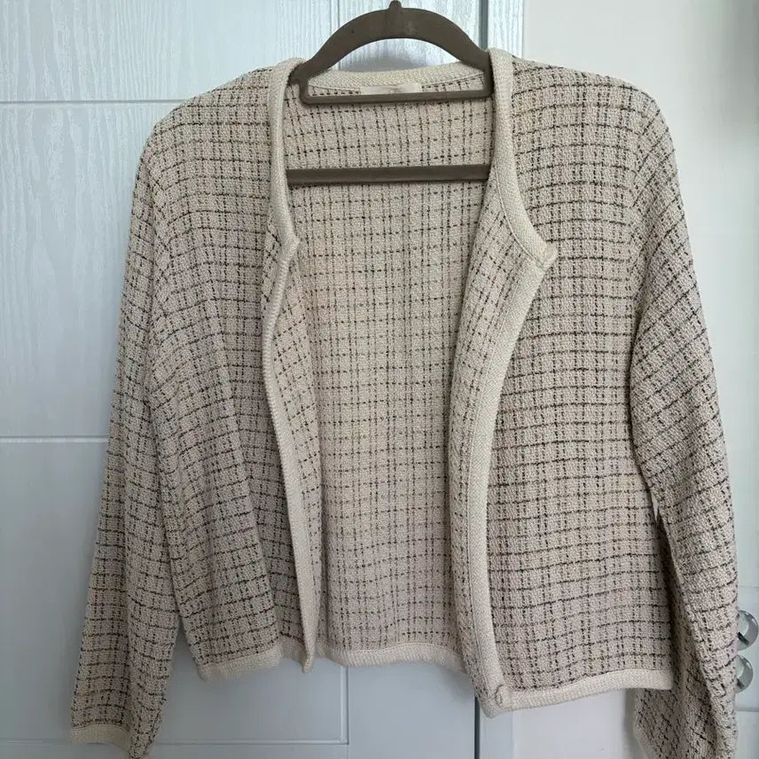 [BUNJANG] Tweed Cardigan Beige / 트위드 가디건 얇은 베이지