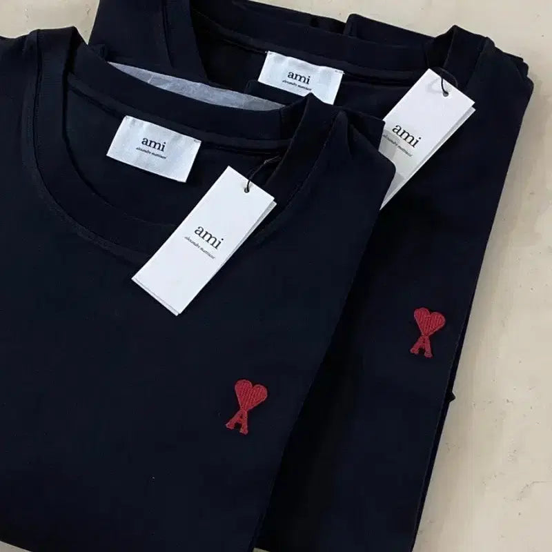 [BUNJANG] AMI Paris Small Heart Logo Black T-Shirt / 정품 아미 블랙 반팔 2엑라 오버핏 귀한 상품 새상품 무료배송