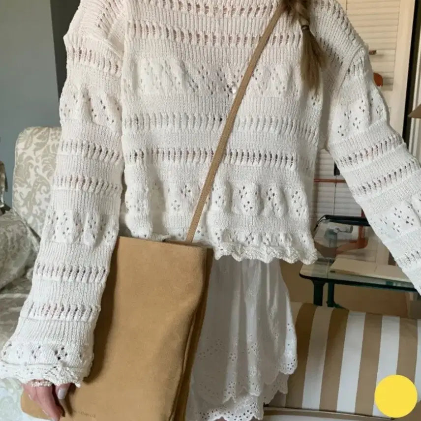 [BUNJANG] Melounge Crochet Knit Top / 멜라운지 크로쉐 니트