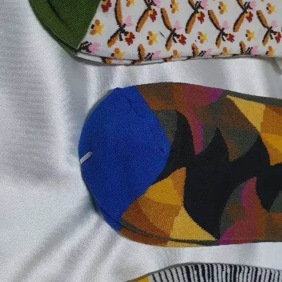 [BUNJANG] Bon Maison Abstract Pattern Socks / 옐로우 블루 화이트 블랙 겨자 꽃 스트라이프 추상화 본메종 양말