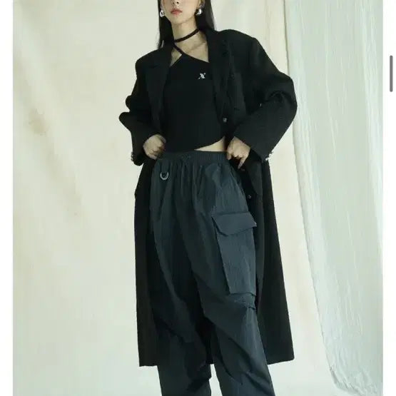 [SOLD OUT] 어반드레스 Tweed pocket Long coat BLACK