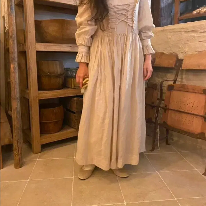 [BUNJANG] Floa Jong Corset Linen Long Dress / 플로아종 원피스