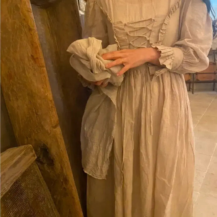 [BUNJANG] Floa Jong Corset Linen Long Dress / 플로아종 원피스