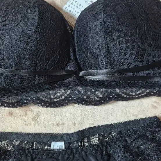 [BUNJANG] Black Lace Bra and Panty Set / 블랙 레이스브라+팬티세트(새상품)