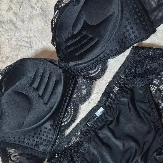[BUNJANG] Black Lace Bra and Panty Set / 블랙 레이스브라+팬티세트(새상품)