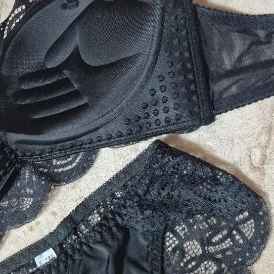 [BUNJANG] Black Lace Bra and Panty Set / 블랙 레이스브라+팬티세트(새상품)