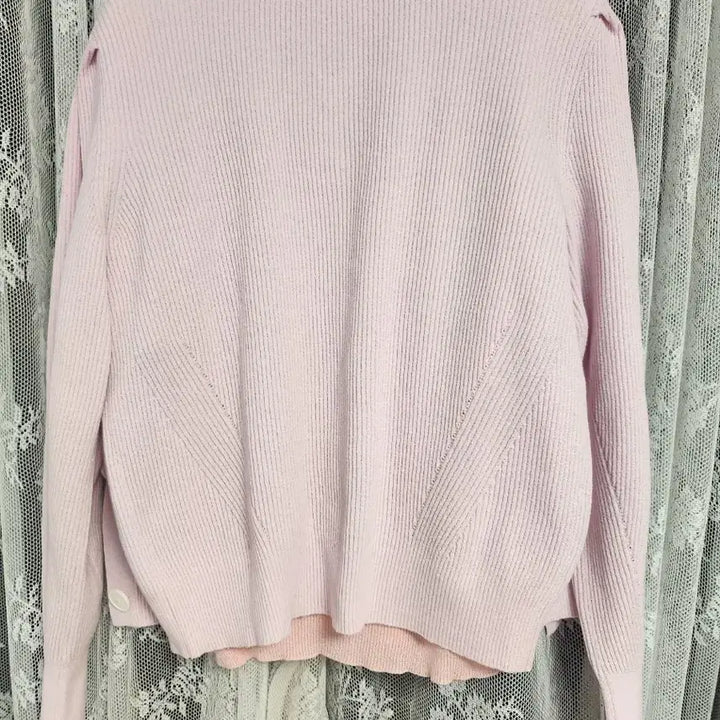 [BUNJANG] Pink V-Neck Knit Cardigan / 핑크색 브이넥 니트 가디건(새상품)