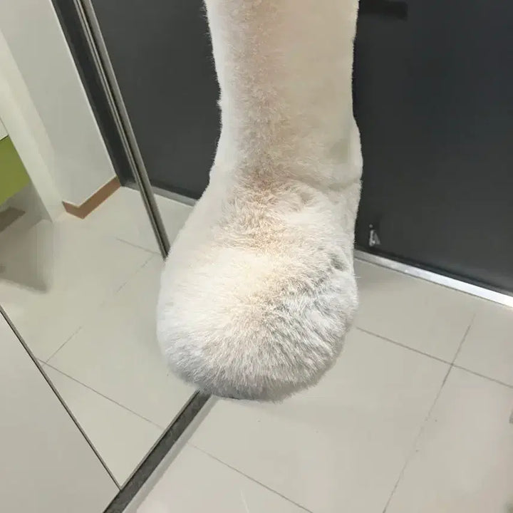 [BUNJANG] Mink Fur Long UGG Boots Ivory / 밍크 퍼 롱 어그 부츠 아이보리 털 부츠 에이블리