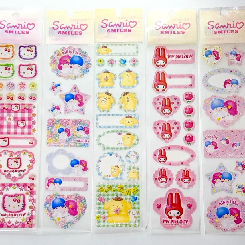 [BUNJANG] Sanrio Cherry Kitty, Pompompurin, Kiki &amp; Lala, Red Maru Stickers Bundle Set / [5장세트]고전키티스티커 키키라라 빨간마멜 폼폼푸린 체리키티스티커