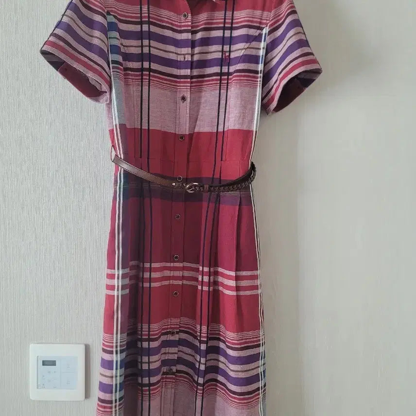 [SOLD OUT] 헤지스 체크 린넨  반팔 원피스 85