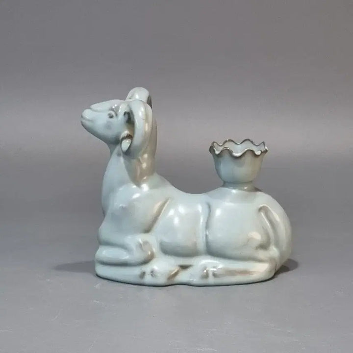 [BUNJANG] Ru Ware Sheep-shaped Celadon Oil Lamp / 여요 천청유 양모양유등. 가로17 높이15