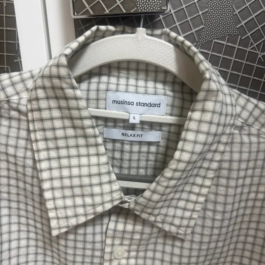 [BUNJANG] Musinsa Standard Relaxed Small Plaid Check Shirt L / 무신사 스탠다드 릴렉스드 스몰 플레이드 체크 셔츠입니다 L사이즈, 착용X