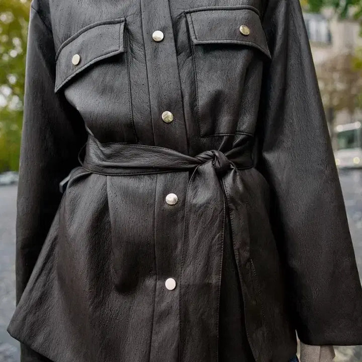 [BUNJANG] ZARA Leather Belt Jacket Brown / 자라 레더 벨트 자켓 브라운 새상품