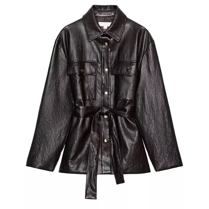 [BUNJANG] ZARA Leather Belt Jacket Brown / 자라 레더 벨트 자켓 브라운 새상품