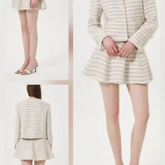 [BUNJANG] The Laundromat Miel Beige Tweed Skirt M / 더로랑 미엘 베이지 트위드 마니 스커트 m