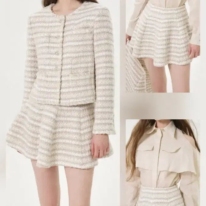[BUNJANG] The Laundromat Miel Beige Tweed Skirt M / 더로랑 미엘 베이지 트위드 마니 스커트 m