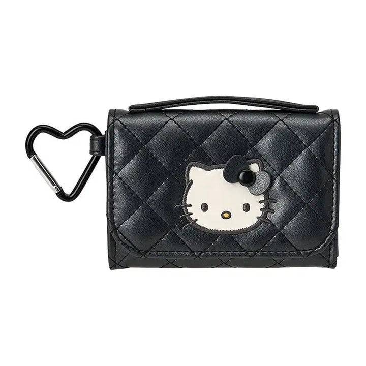 [BUNJANG] Sanrio Kitty Quilted Carabiner Wallet / 키티 퀼트 카라비너 블랙 지갑