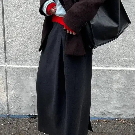 [BUNJANG] 새)에토스 CLASSIC TUCKED SKIRT(차콜) / 새)에토스 CLASSIC TUCKED SKIRT(차콜)