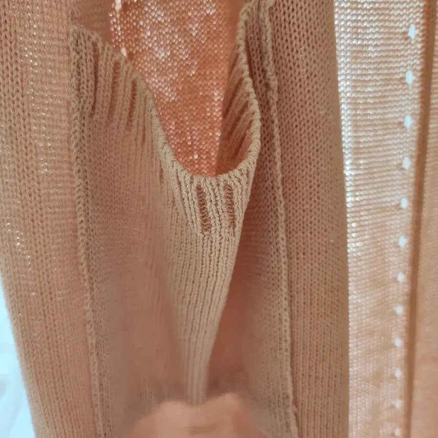 [BUNJANG] Orange Knit Long Vest Cardigan / 오렌지 니트 롱 조끼 가디건