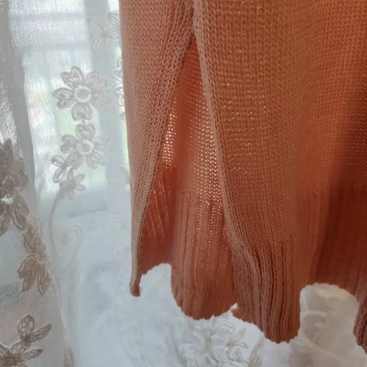 [BUNJANG] Orange Knit Long Vest Cardigan / 오렌지 니트 롱 조끼 가디건