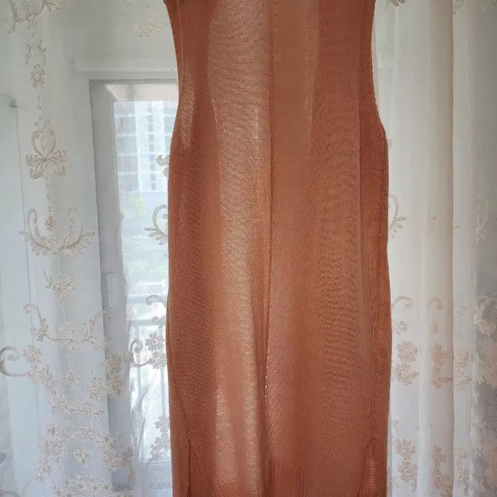 [BUNJANG] Orange Knit Long Vest Cardigan / 오렌지 니트 롱 조끼 가디건