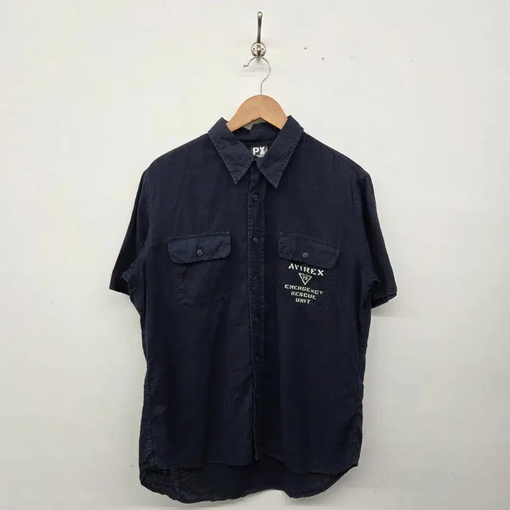[BUNJANG] AVIREX Short Sleeve Shirt Navy / AVIREX 아비렉스 반팔 셔츠 남성 네이비 공용m