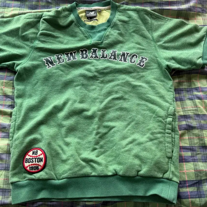 [BUNJANG] New Balance Short Sleeve Sweatshirt Green / 뉴발란스 반팔 맨투맨 티셔츠 그린