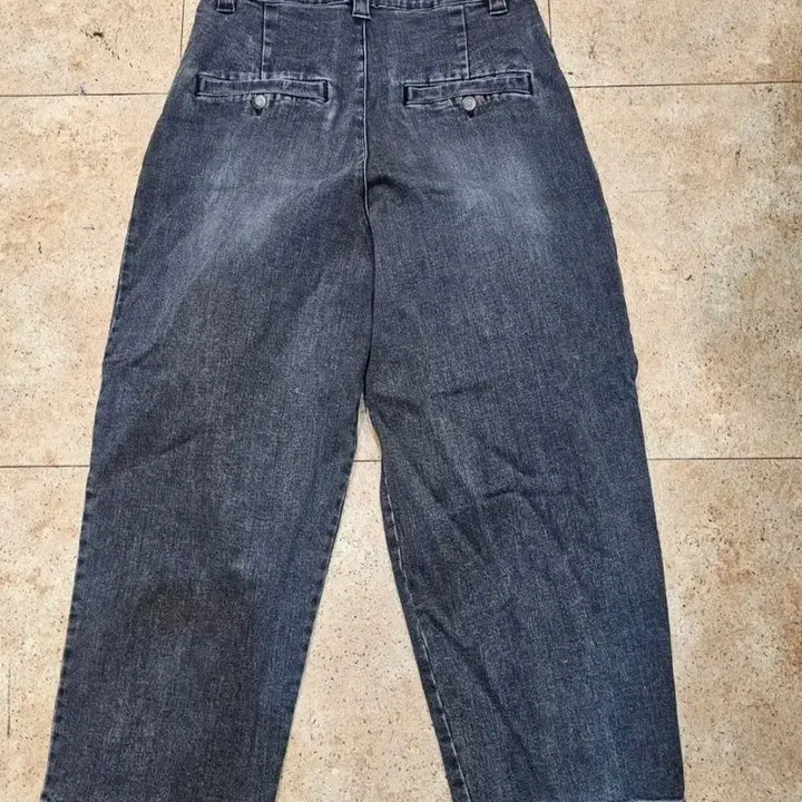 [BUNJANG] System Homme Black Denim Relaxed Fit Trousers / 시스템옴므 투턱(?) 흑청 데님