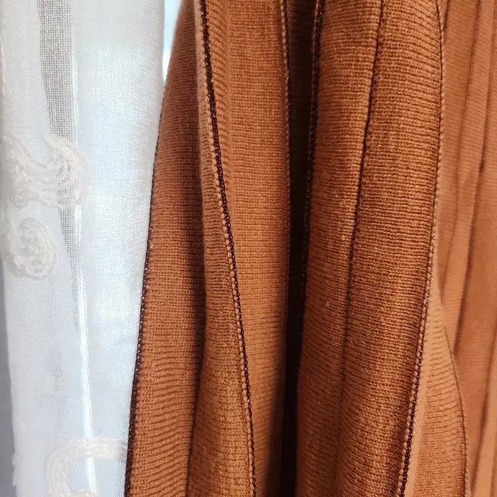 [BUNJANG] Knit Pleated Long Skirt - Brown / 주름 니트롱 스커트 브라운(새제품)
