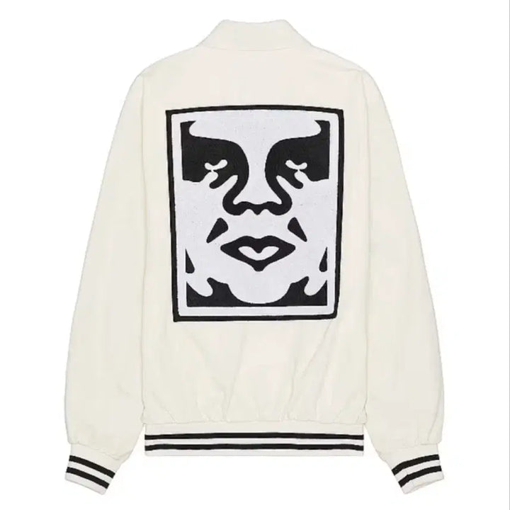 [BUNJANG] OBEY Varsity Jacket White (M) / 오베이 바시티 자켓 화이트 (M)