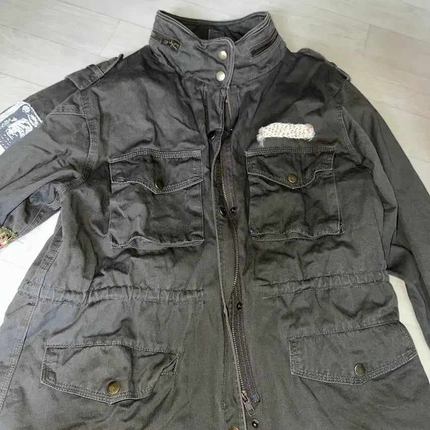 [BUNJANG] Vintage Khaki Cargo Jacket Grunge Rock Chic / 빈티지 카키 카고 자켓 와투케 그런지 락시크