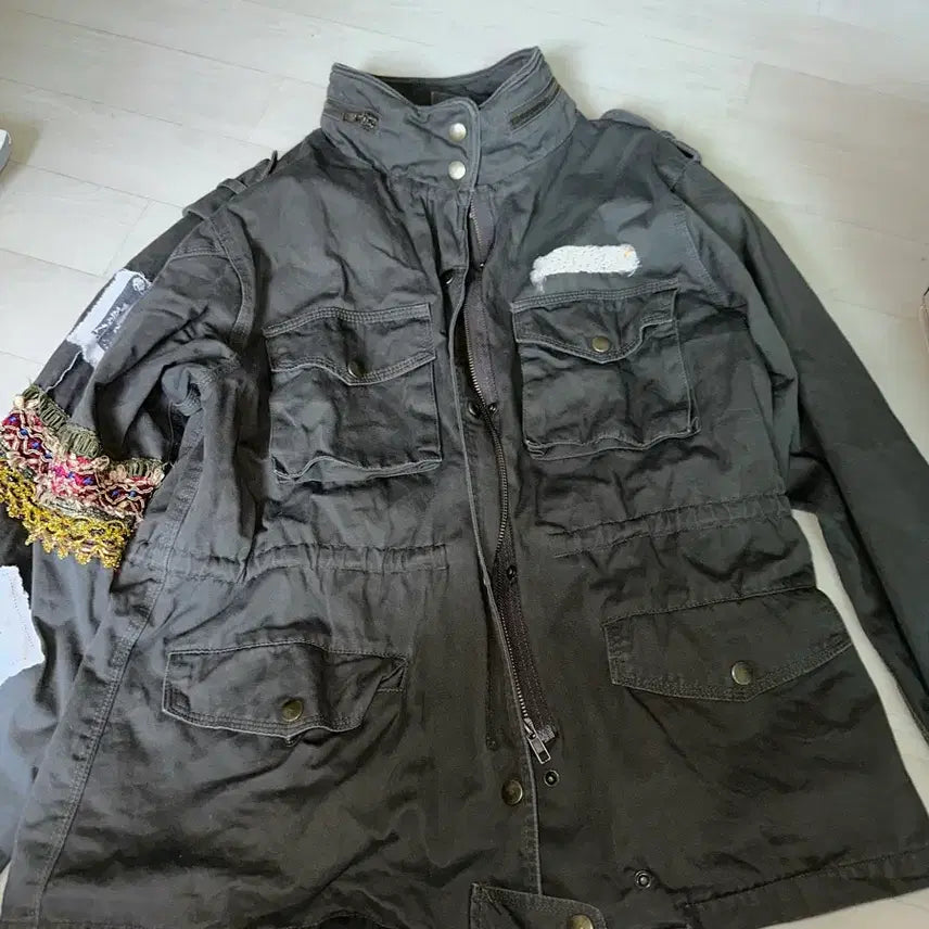 [BUNJANG] Vintage Khaki Cargo Jacket Grunge Rock Chic / 빈티지 카키 카고 자켓 와투케 그런지 락시크