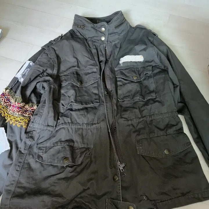 [BUNJANG] Vintage Khaki Cargo Jacket Grunge Rock Chic / 빈티지 카키 카고 자켓 와투케 그런지 락시크
