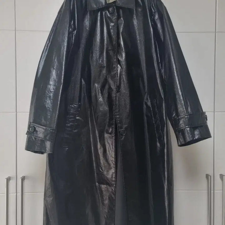 [BUNJANG] System Leather Long Jacket / 한섬 시스템 레더 롱 자켓