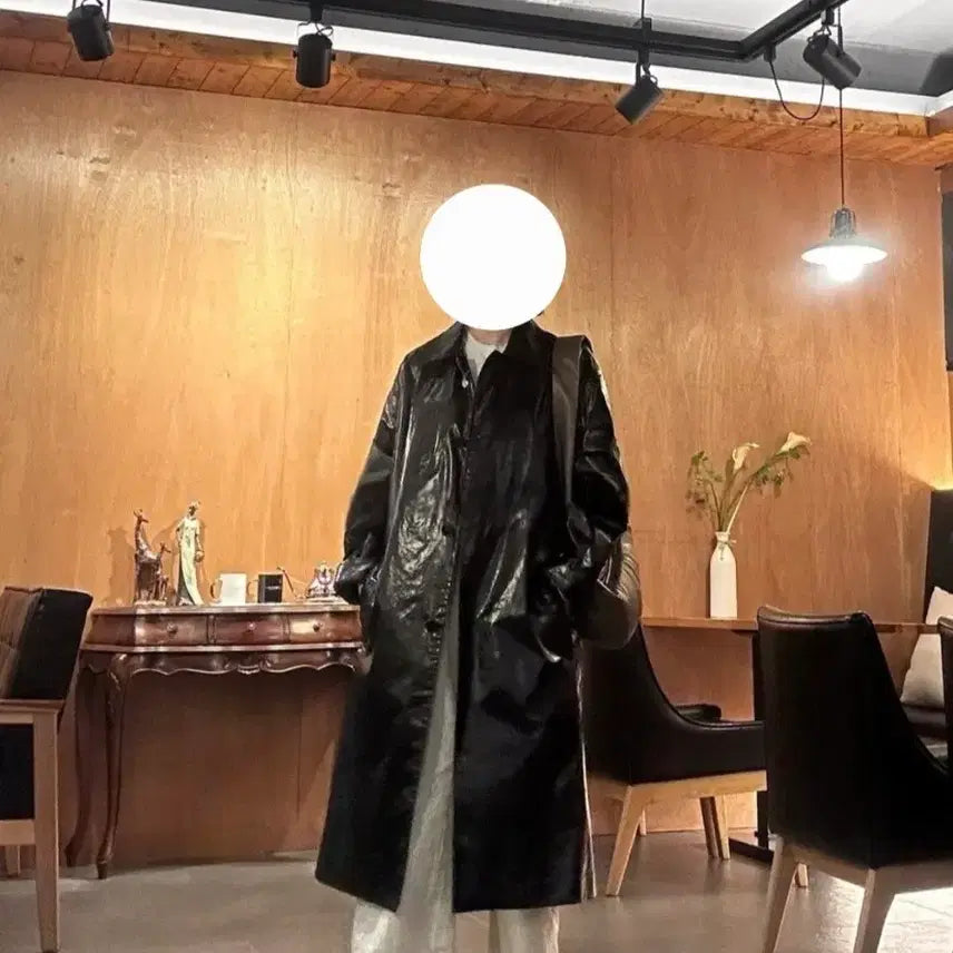 [BUNJANG] System Leather Long Jacket / 한섬 시스템 레더 롱 자켓