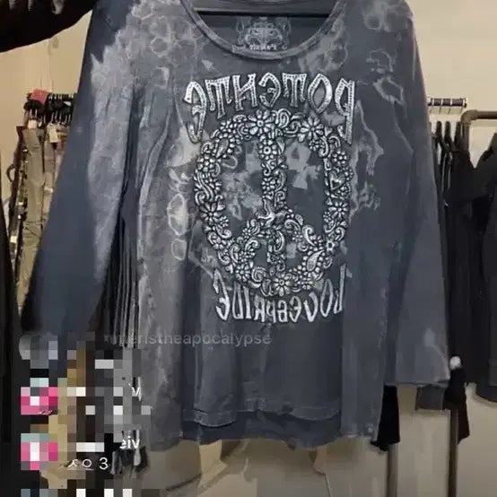 [BUNJANG] Death Lise Vintage Punk Detailed Long Sleeve Top / 데스라이즈 빈티지 펑크 디테일 롱 슬리브 와투케 락시크