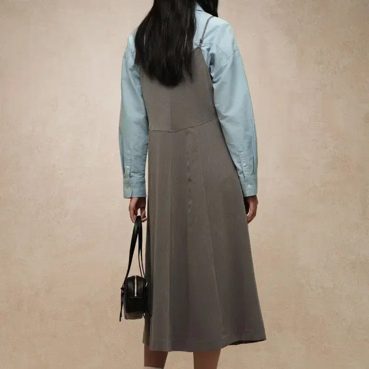 [BUNJANG] H&amp;M V넥 스트랩 드레스 롱 원피스 그레이 / H&amp;M V넥 스트랩 드레스 롱 원피스 그레이