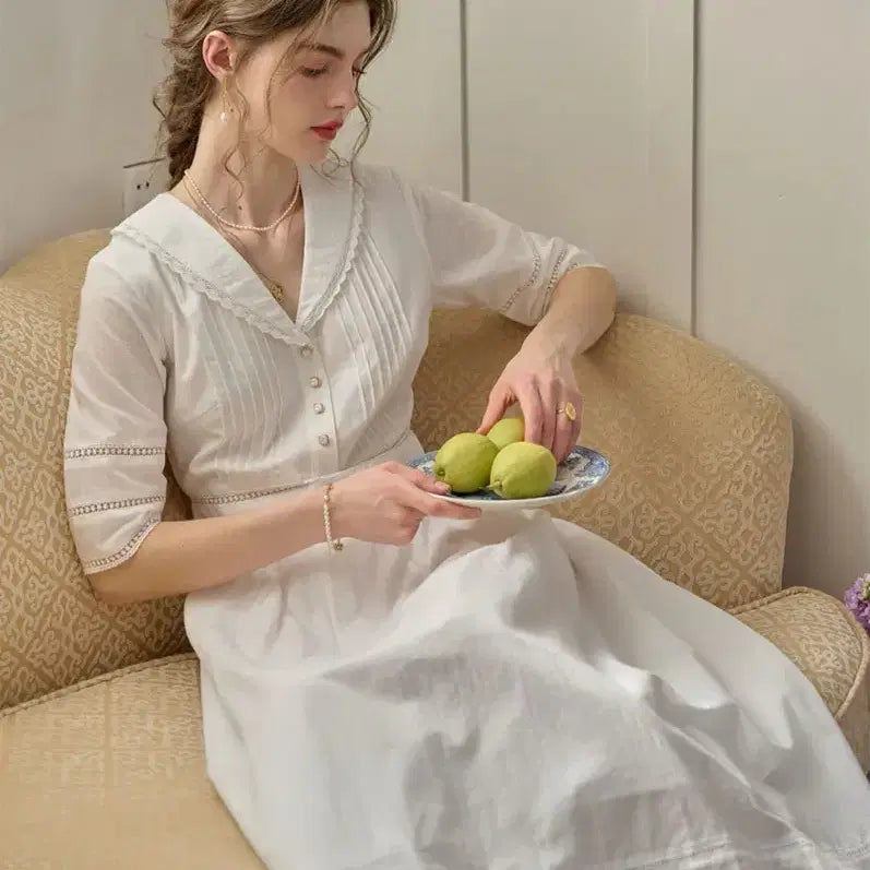 [BUNJANG] Simple Retro Fiona Sailor Collar Lace Dress / (새상품)심플레트로 FIONA 세일러카라 원피스
