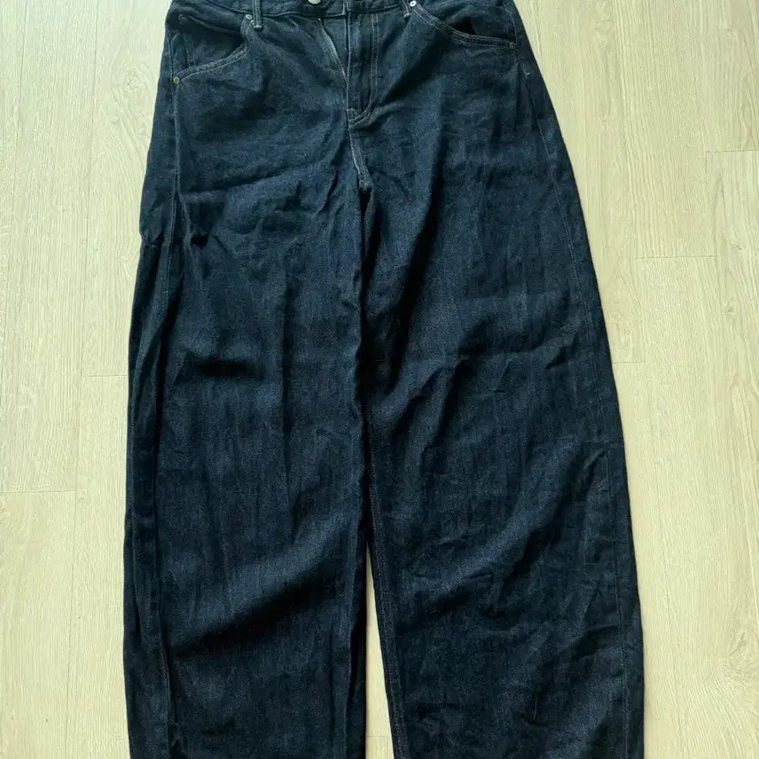 [BUNJANG] Uniqlo Wide Denim Pants Dark Blue / 유니클로 와이드 데님 팬츠 진청