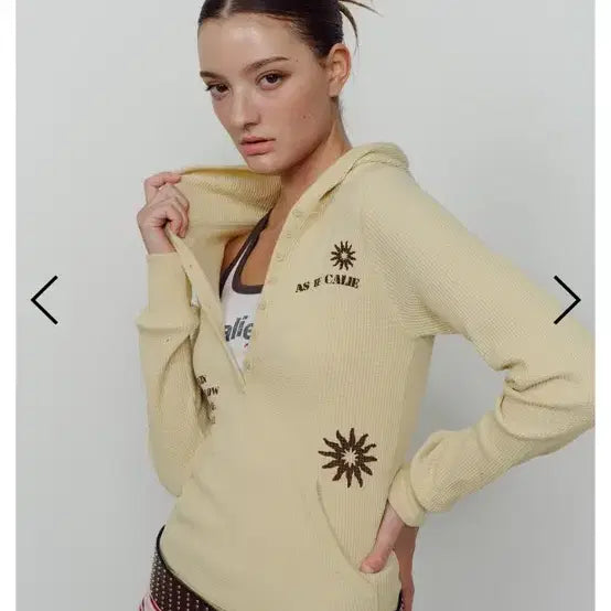 [BUNJANG] As if calie Waffle Hoodie Yellow / As if calie 와플 후드