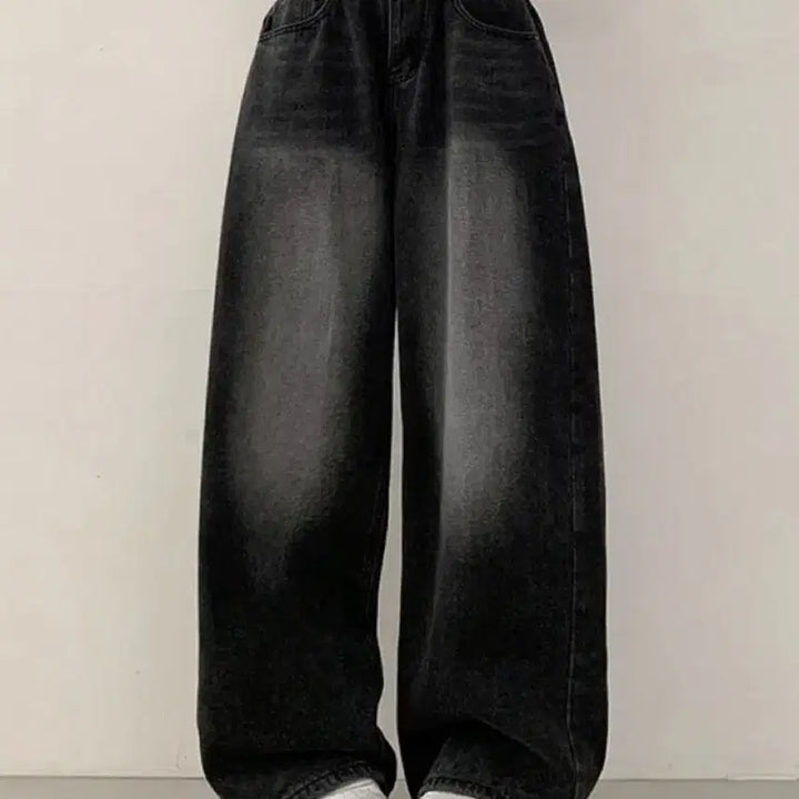 [BUNJANG] Washing Pin Tuck Long Oversized Fit Pants (Black) / 워싱 핀턱 롱 오버핏(블랙)