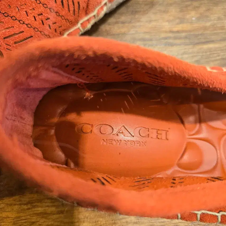 [BUNJANG] Coach Orange Espadrille Slip-On Shoes / 코치 오렌지 에스파드류 슬립온