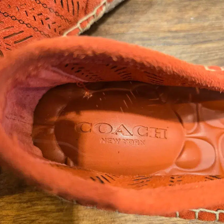 [BUNJANG] Coach Orange Espadrille Slip-On Shoes / 코치 오렌지 에스파드류 슬립온