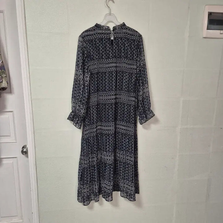 [BUNJANG] Patterned Long Chiffon Dress / 패턴 롱 원피스 쉬폰 프릴 디테일