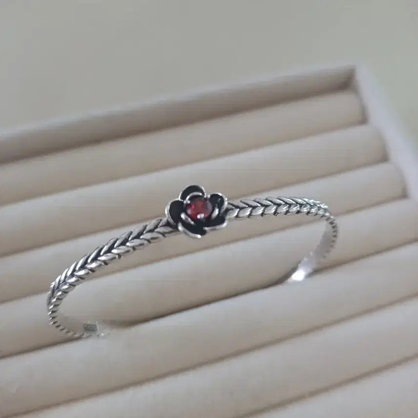 [BUNJANG] Flower Chain Bangle Bracelet Sterling Silver / 플라워 체인 뱅글 은팔찌(새상품)