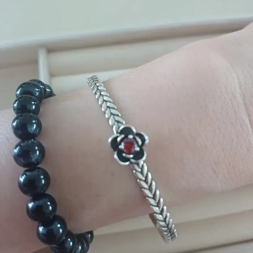 [BUNJANG] Flower Chain Bangle Bracelet Sterling Silver / 플라워 체인 뱅글 은팔찌(새상품)