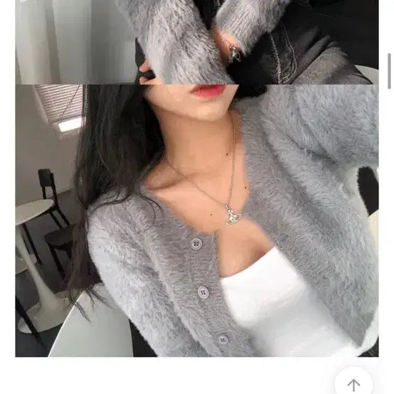 [BUNJANG] Angora Cropped Cardigan / 크롭 앙고라 가디건
